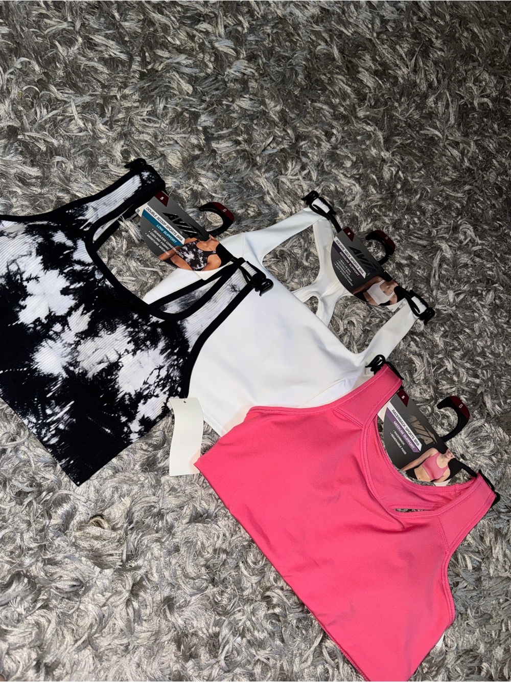 Ava & Viv Women's Ribbed Crop Tank Top - Pink, White, Black Tie-Dye